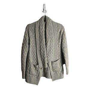 Talula Women's Light Gray Cable Knit Open Front Cardigan